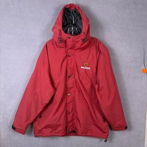 Bacardi Men Jacket Size Medium Red Embroidered Fleece Liner Removable Vest Read!